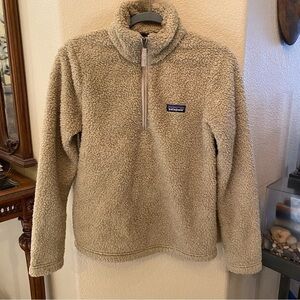 PATAGONIA Women Light Limegreen Sherpa 1/4 Zipped Pullover Sweater Size Small